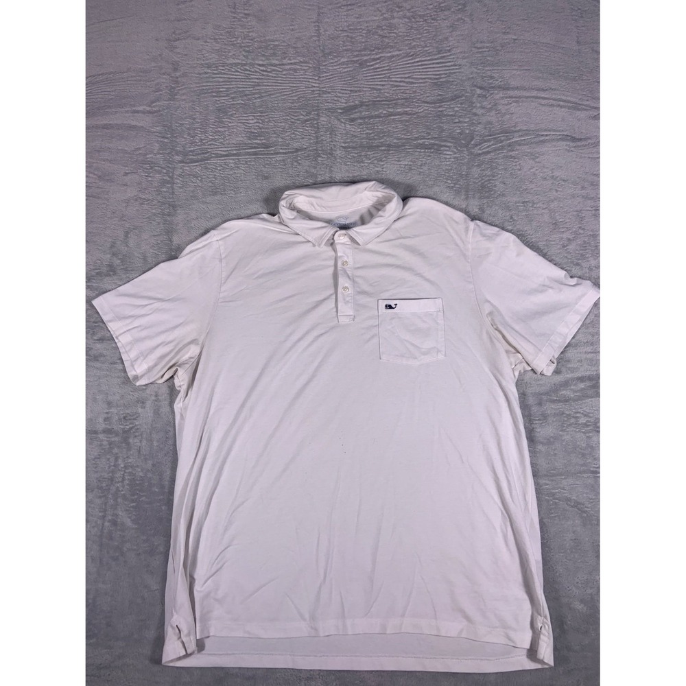 Vineyard Vines Edgartown Polo Shirt Men XL White Pima Cotton Blend Short Sleeve